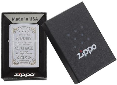   Zippo Serenity Prayer Classic   Satin Chrome